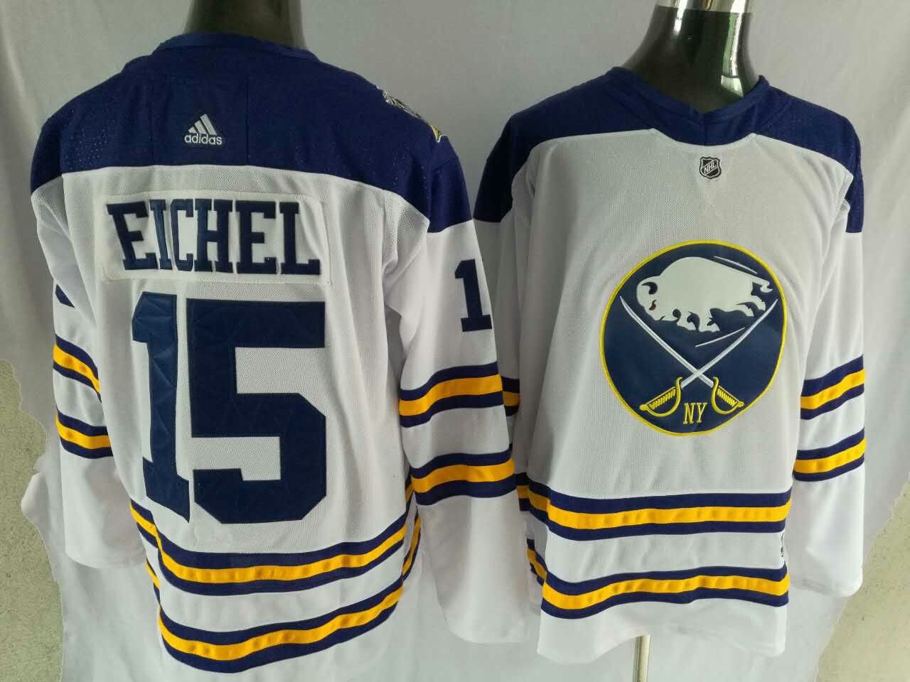 Men Buffalo Sabres #15 Eichel White Hockey Stitched Adidas NHL Jerseys